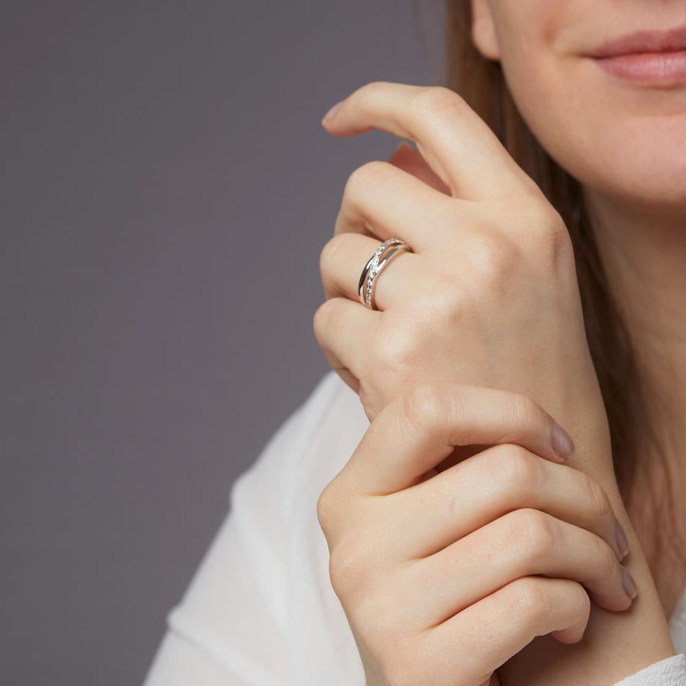 Anello Argento Zirconia rodiato - ÉCLAT GIOIELLI