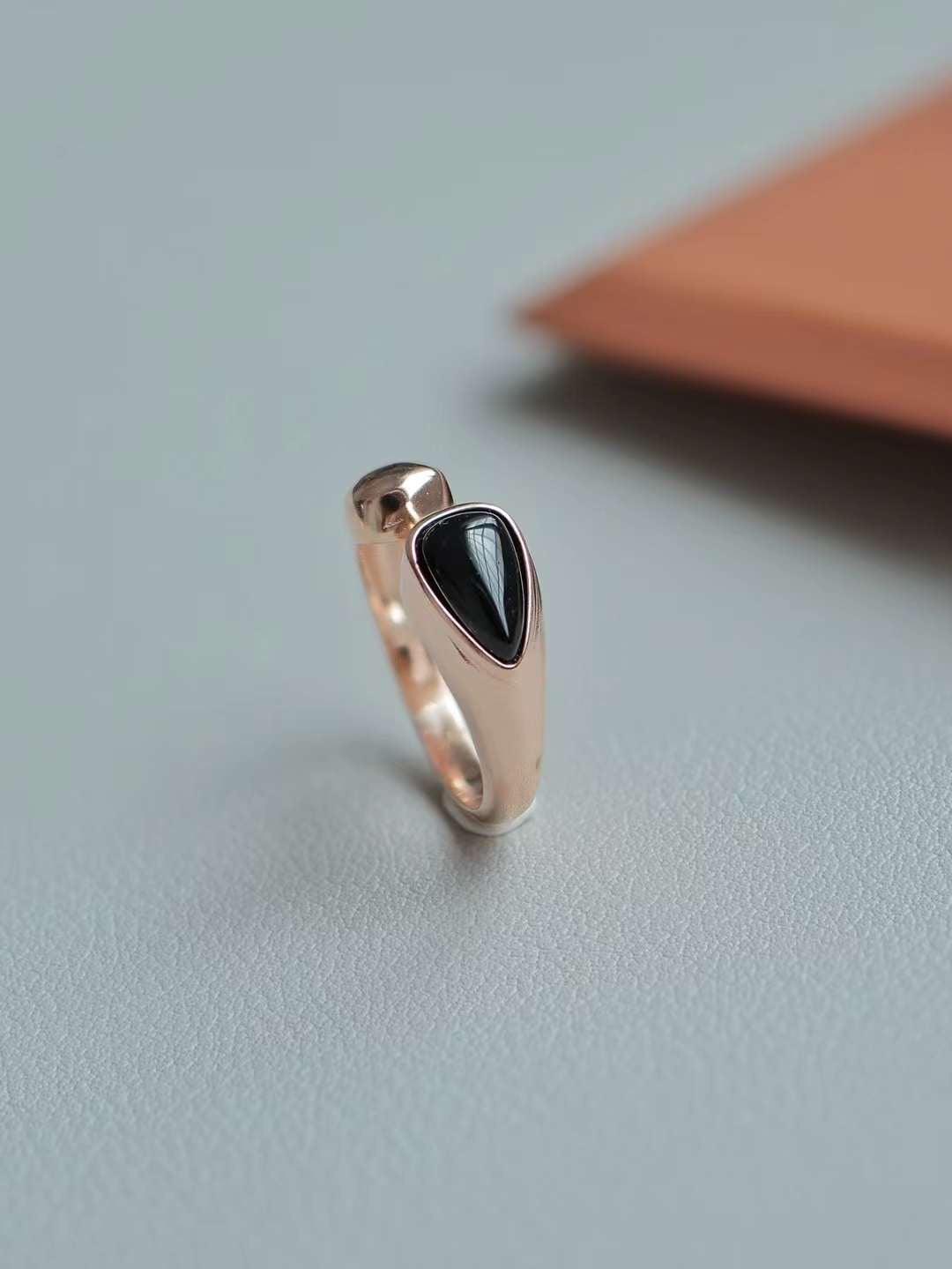 Anello goccia in agata nera - ÉCLAT GIOIELLI