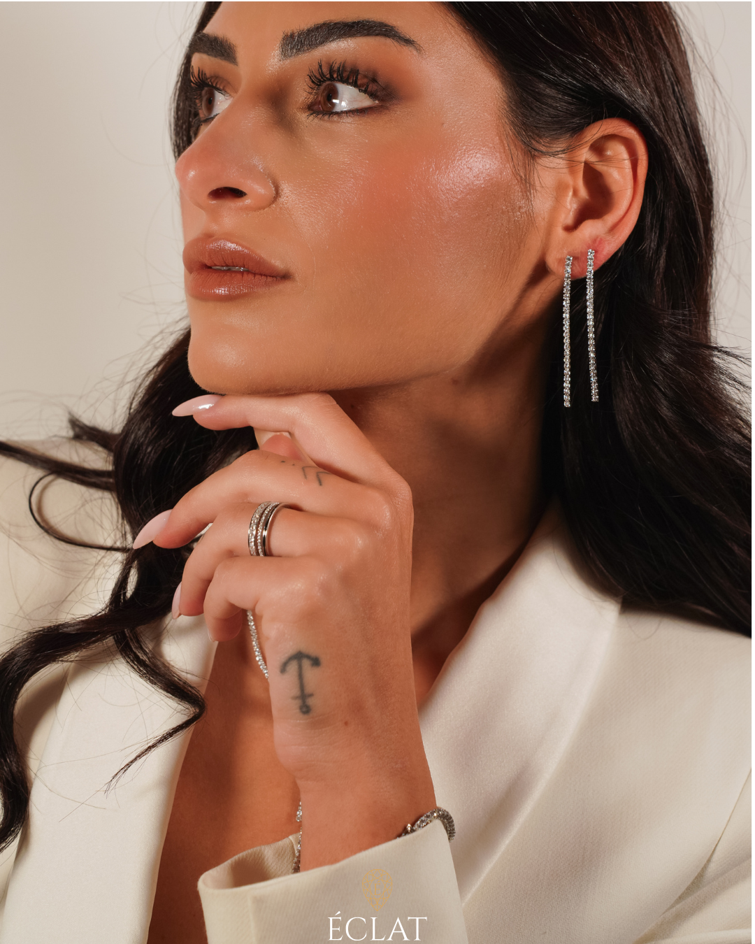 Anello Doppia Luce Pavé ÉCLAT Argento 925 Rodiato