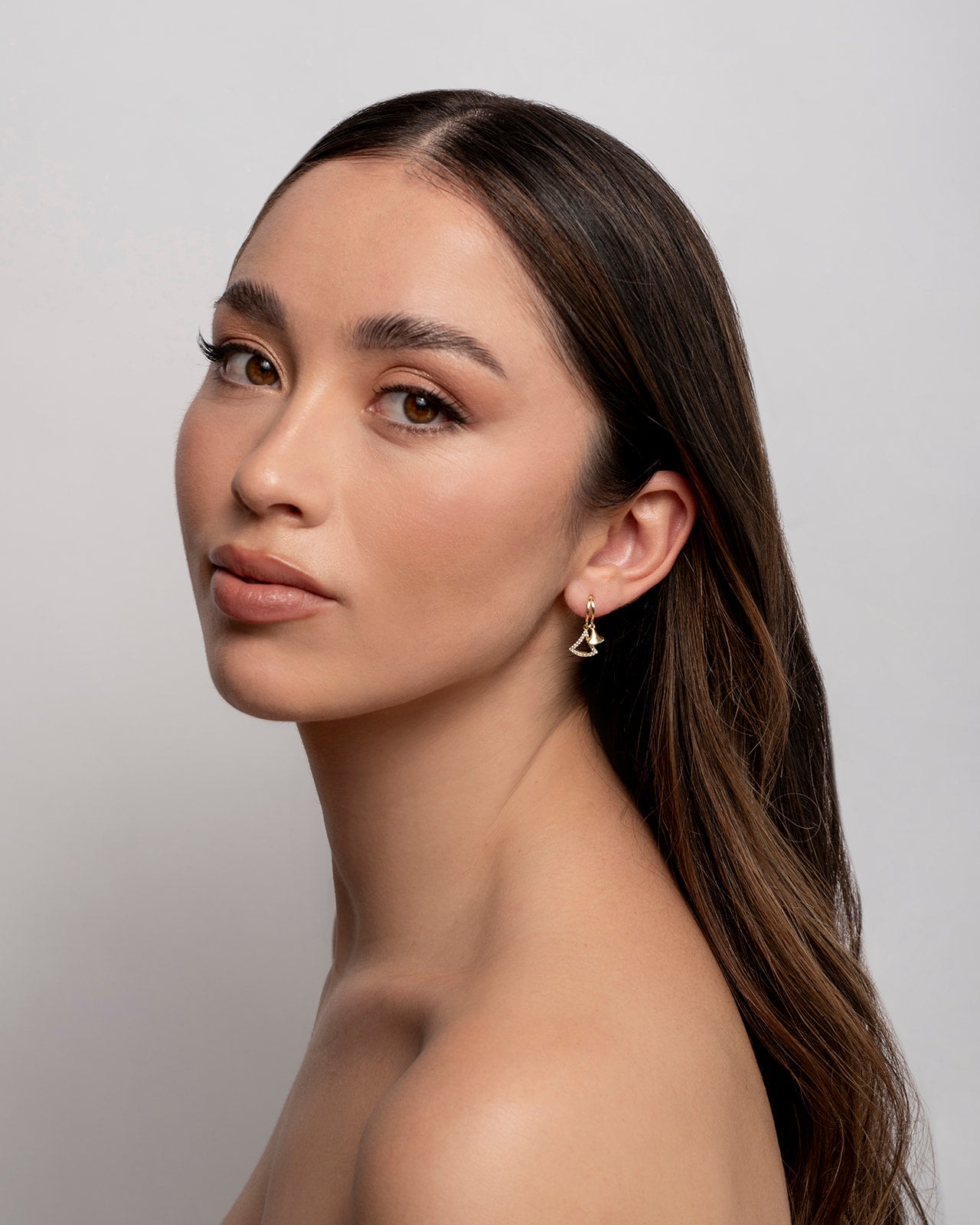 Boucles d'oreille mini clochettes en argent 925 plaqué or et rhodié avec zircon cubique – Collection ÉCLAT Gioielli