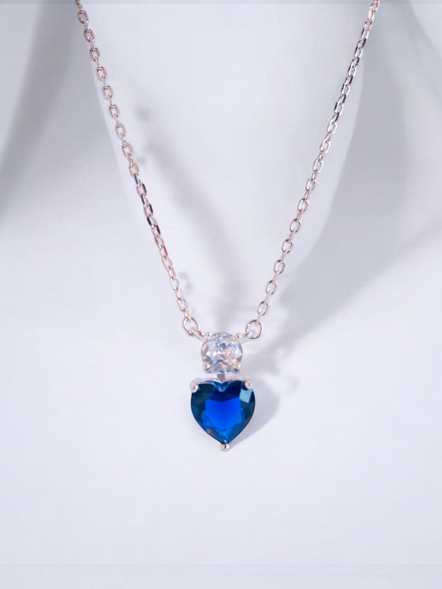 Collana in argento925 silver con cristallo cuore blu - ÉCLAT GIOIELLI