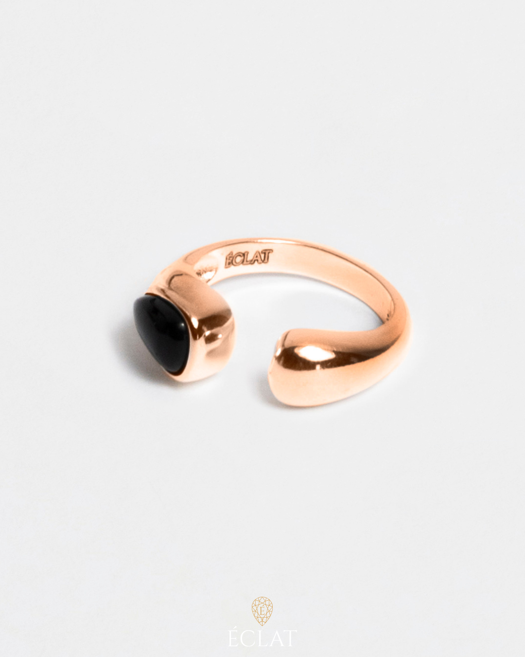 Anello goccia in agata nera
