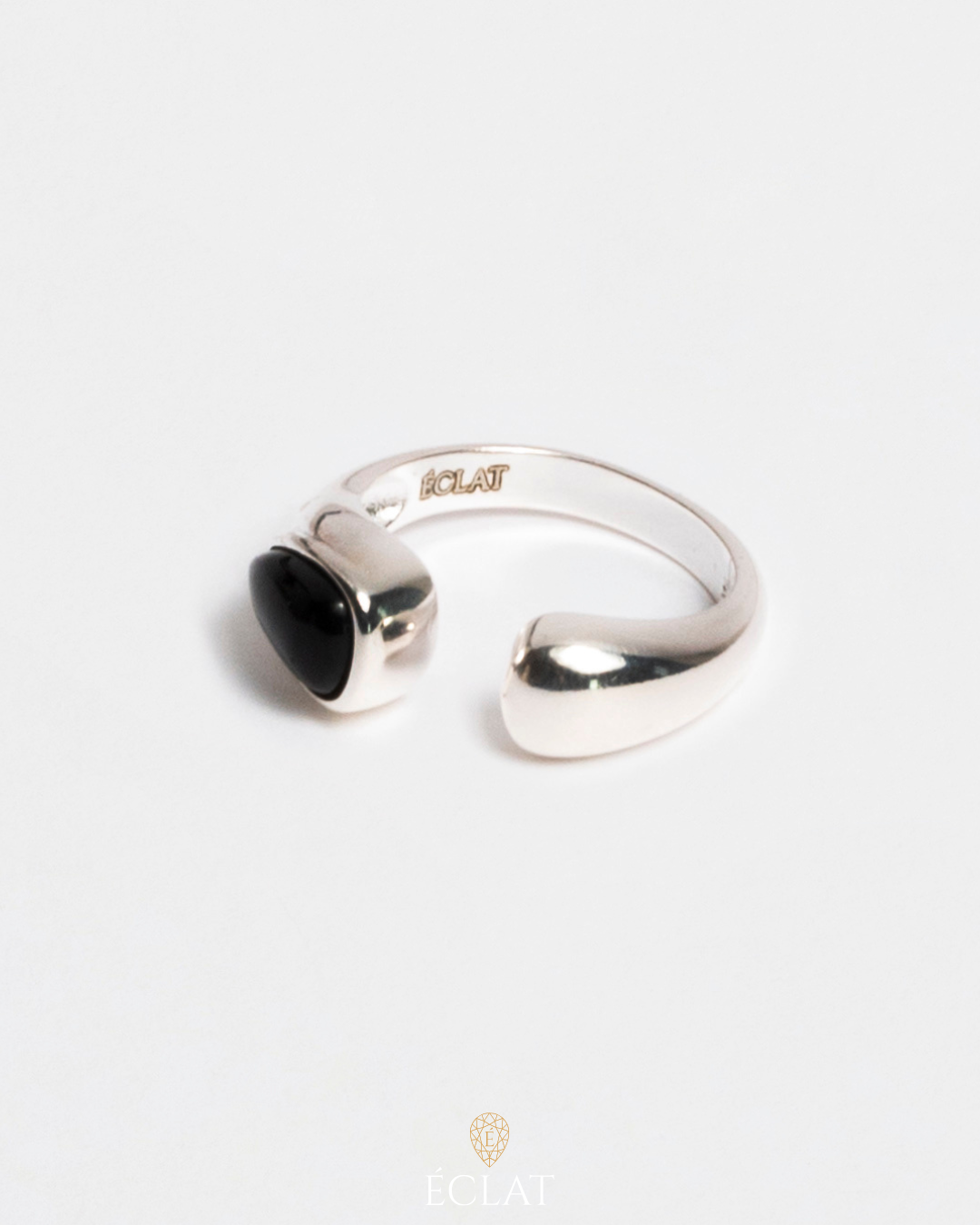 Anello goccia in agata nera