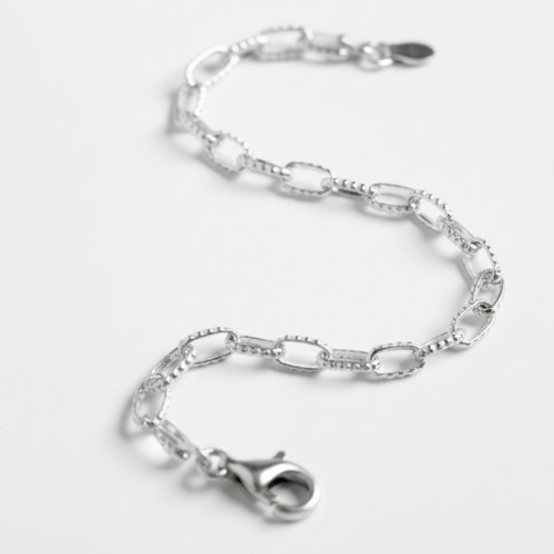 Bracciale Catena Argento 925 Maglia Allungata Brillante
