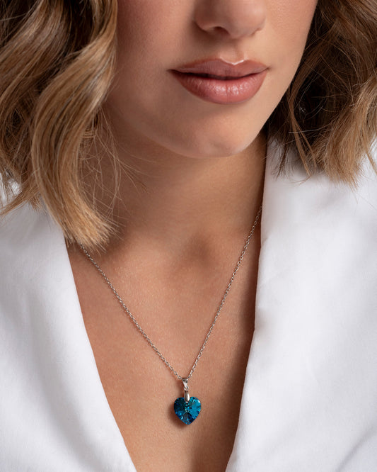 Collana Cuore d’Oceano in Argento 925 con Cristallo Blu | ÉCLAT Gioielli - ÉCLAT GIOIELLI