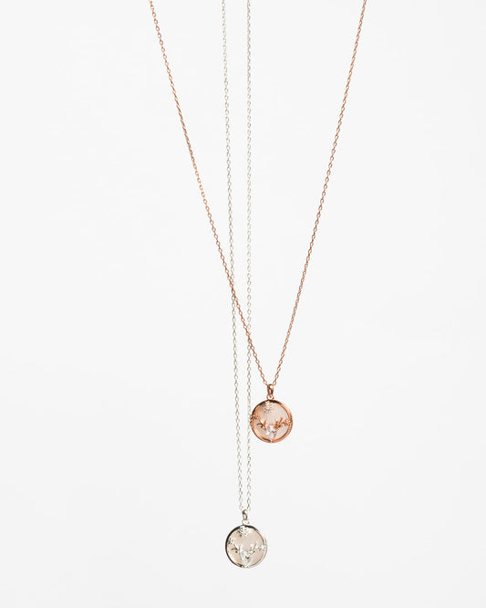 Collana Y design cervo in Argento 925 placcato oro rosa. Regalo Natale elegante donna.