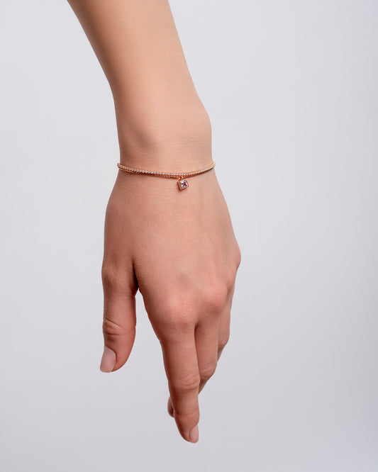 Bracciale doppia catena (tennis e catena lisca )con pendente zirconi trasparente . - ÉCLAT GIOIELLI