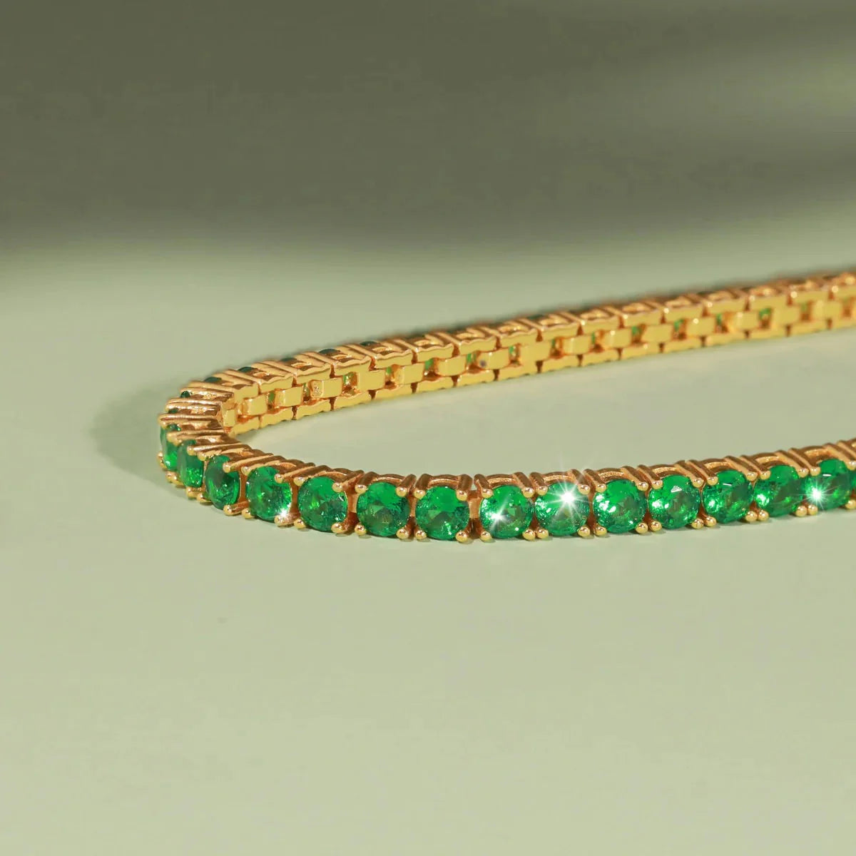 green emerald tennis bracelet silver sterling 3mm 