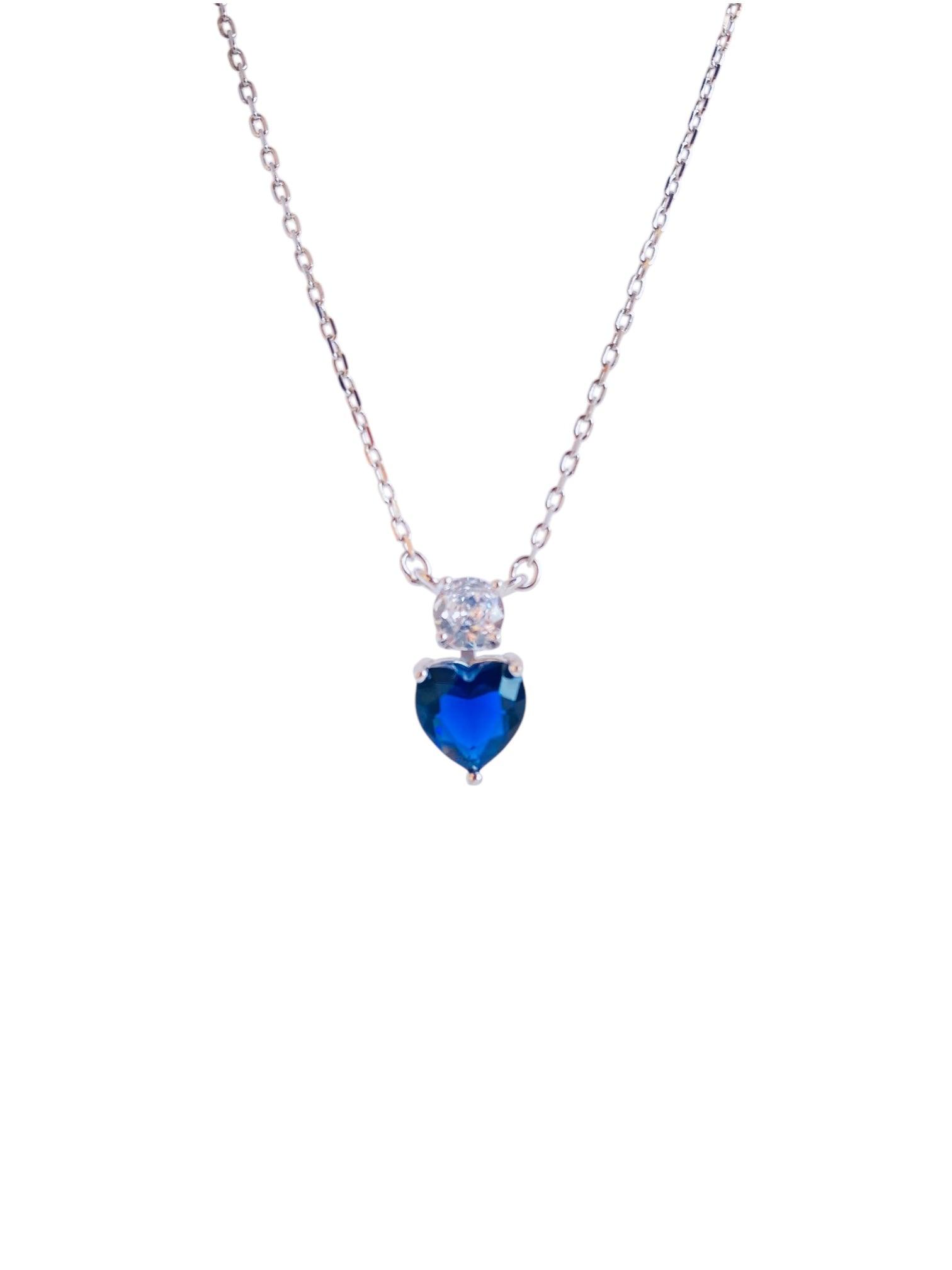 Collana in argento925 silver con cristallo cuore blu - ÉCLAT GIOIELLI