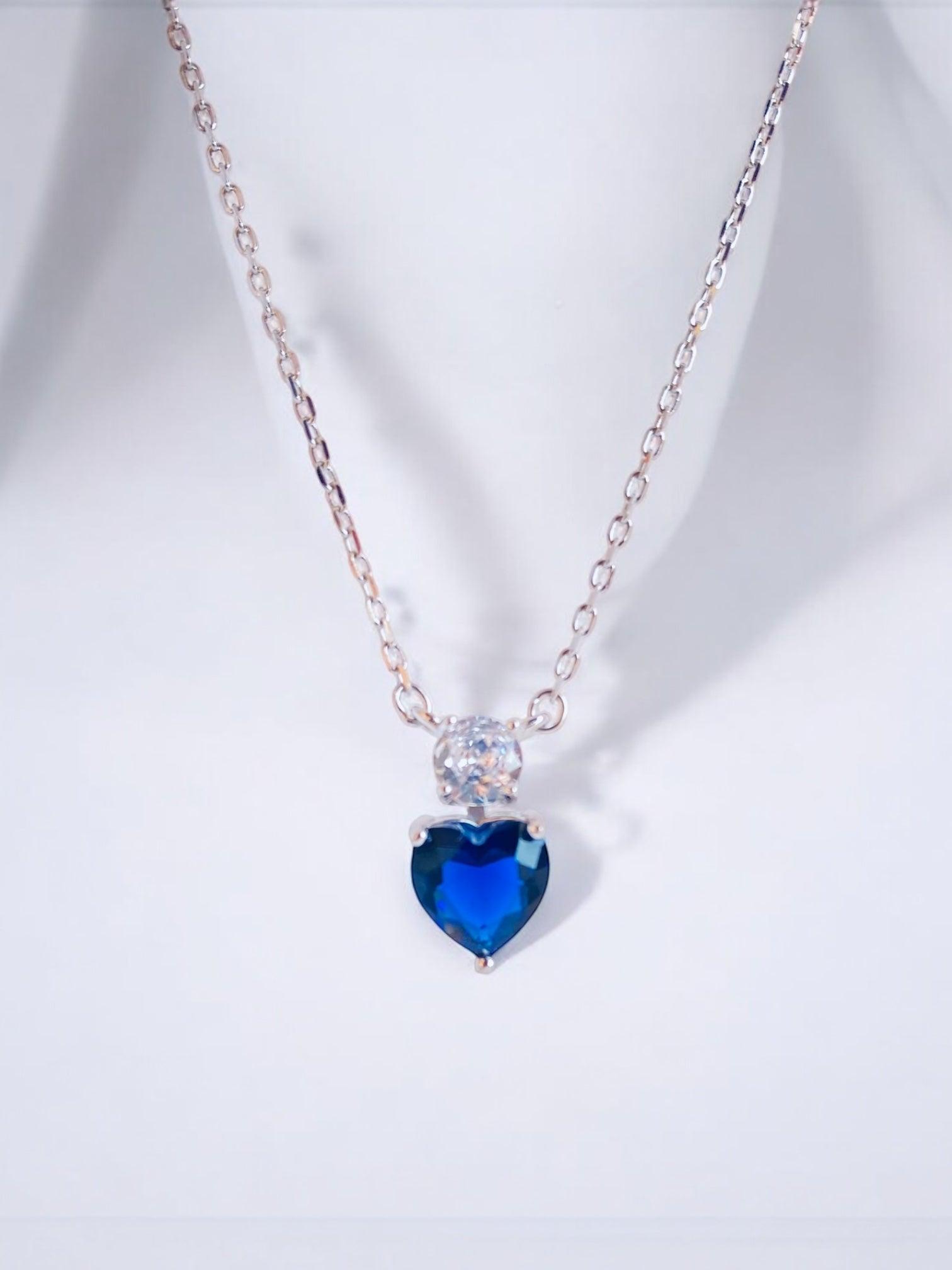 Collana in argento925 silver con cristallo cuore blu - ÉCLAT GIOIELLI