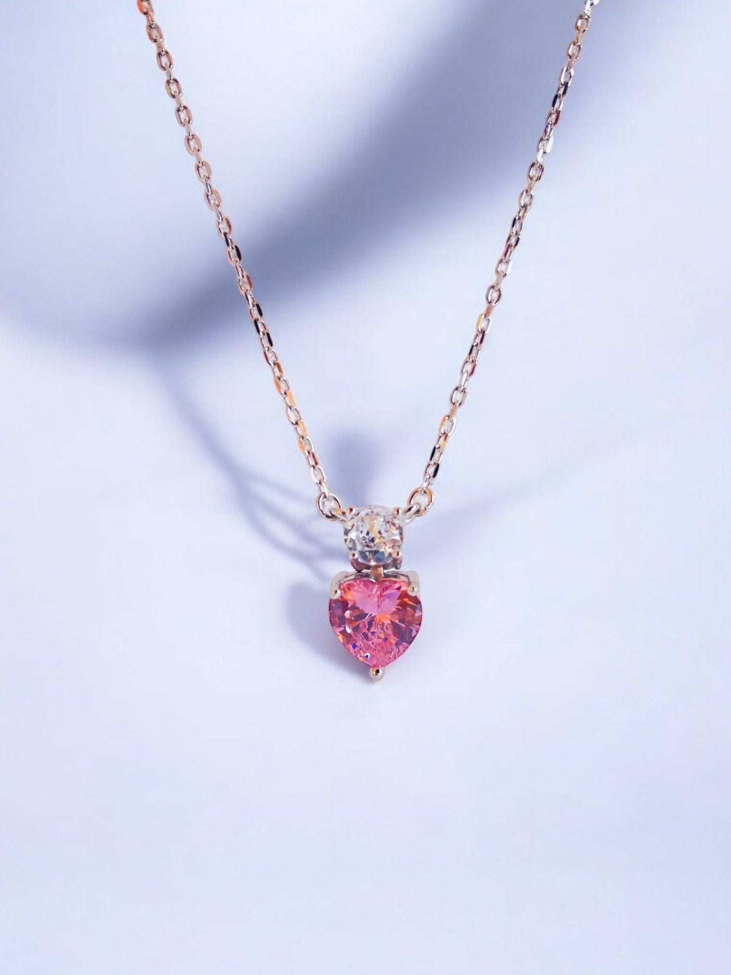 Collana cuore rosa pendente in argento 925 con zirconi rosa - ÉCLAT GIOIELLI
