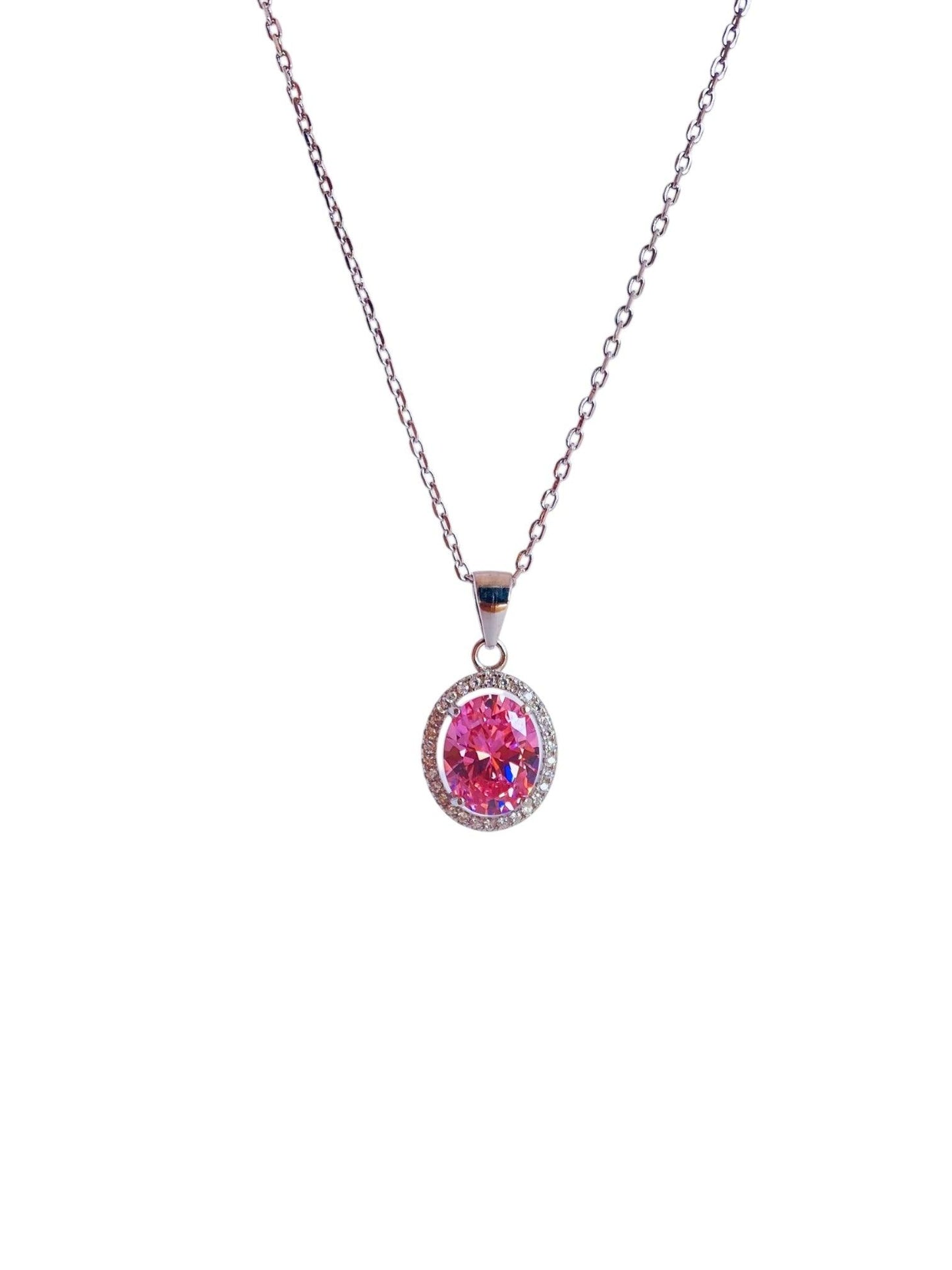Collana Donna In Argento 925 Con Zirconi Bianchi E Rosa - ÉCLAT GIOIELLI