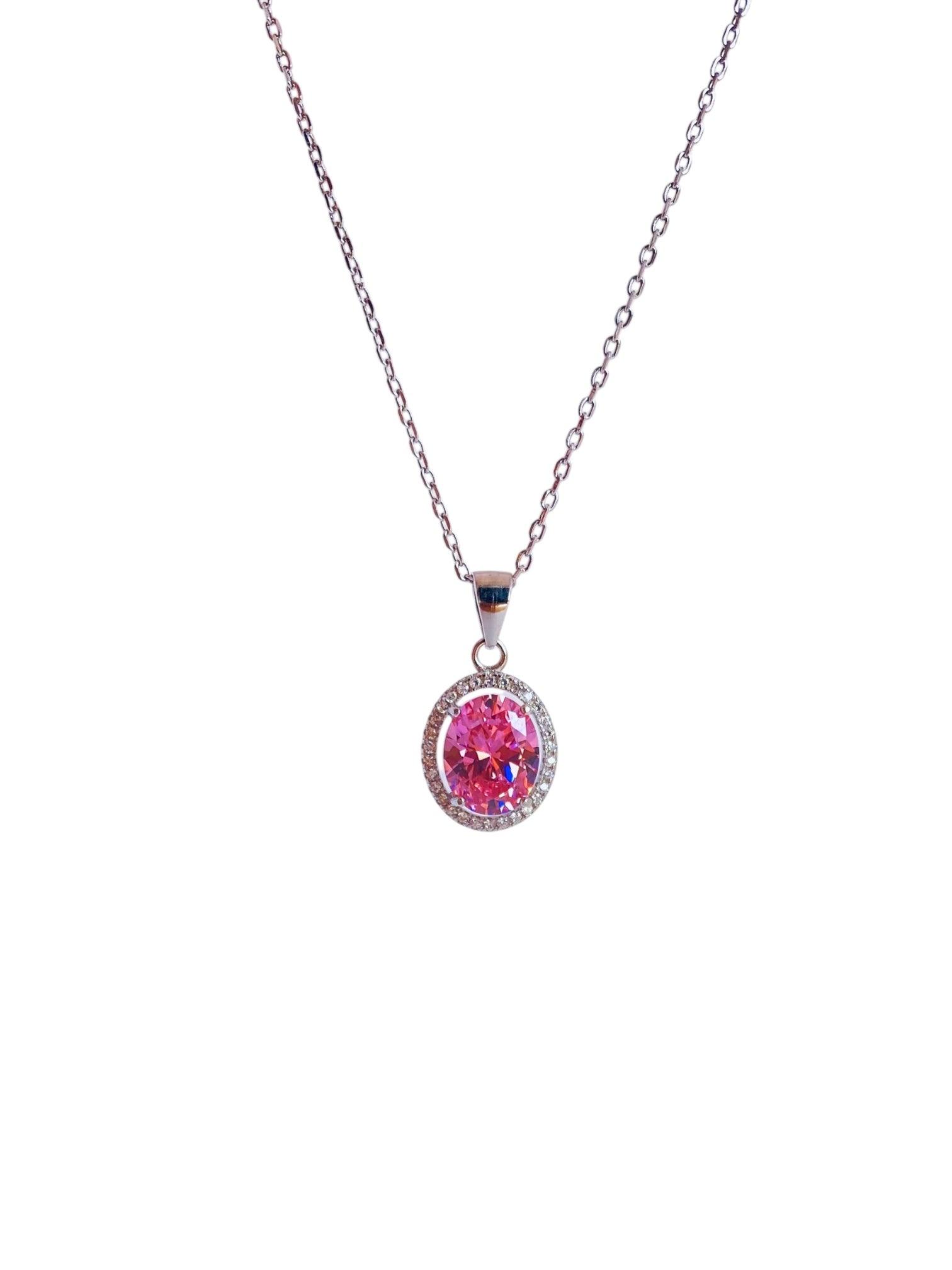 Collana Donna In Argento 925 Con Zirconi Bianchi E Rosa - ÉCLAT GIOIELLI