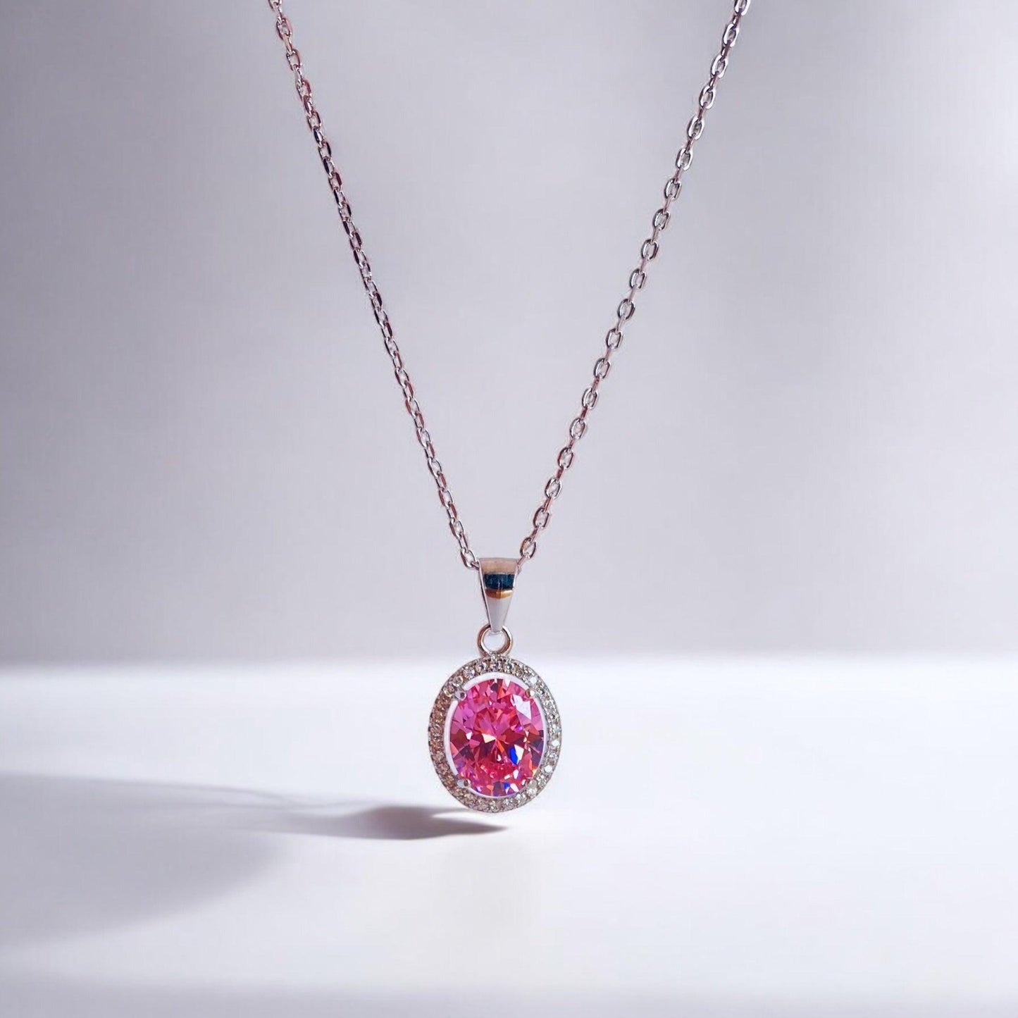 Collana Donna In Argento 925 Con Zirconi Bianchi E Rosa - ÉCLAT GIOIELLI