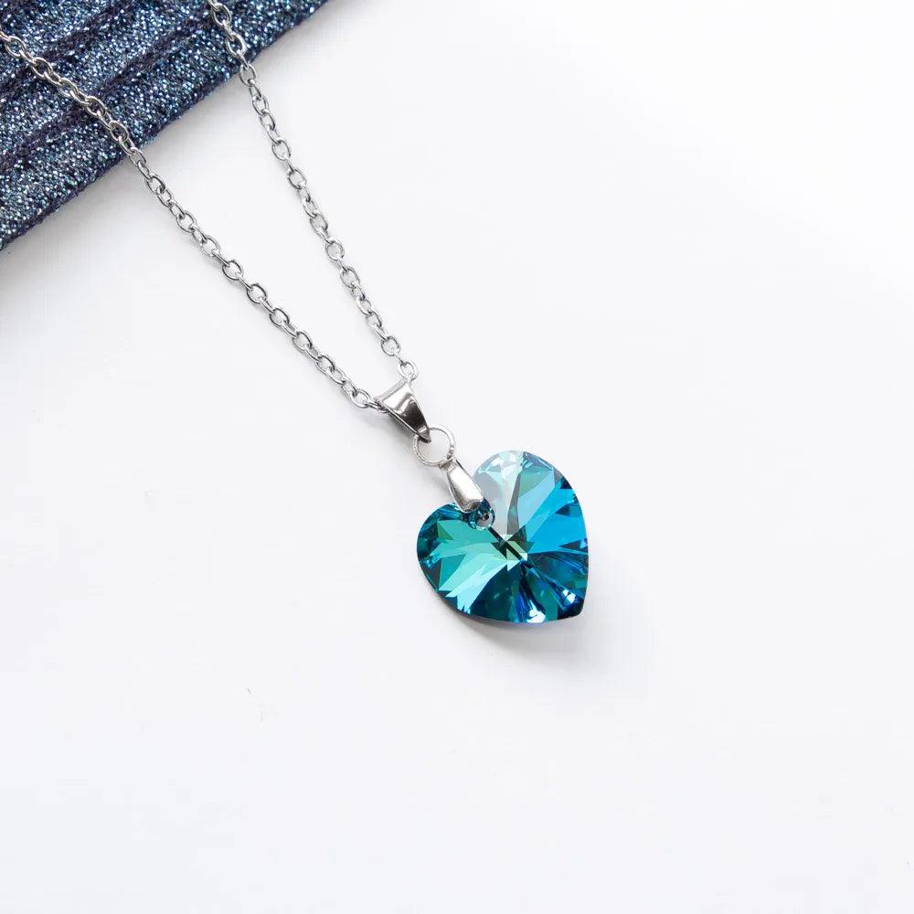 Collana Cuore d’Oceano in Argento 925 con Cristallo Blu | ÉCLAT Gioielli - ÉCLAT GIOIELLI