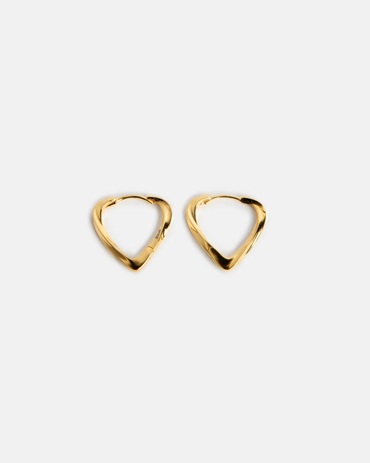 orecchini a cerchio placcati oro 18k donna forma triangolare astratta lucida
