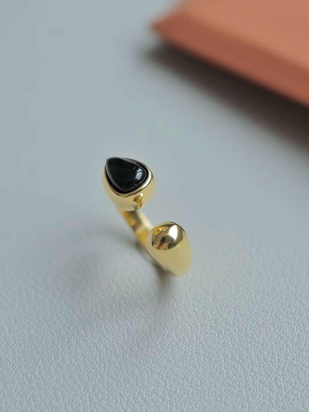 Anello goccia in agata nera - ÉCLAT GIOIELLI