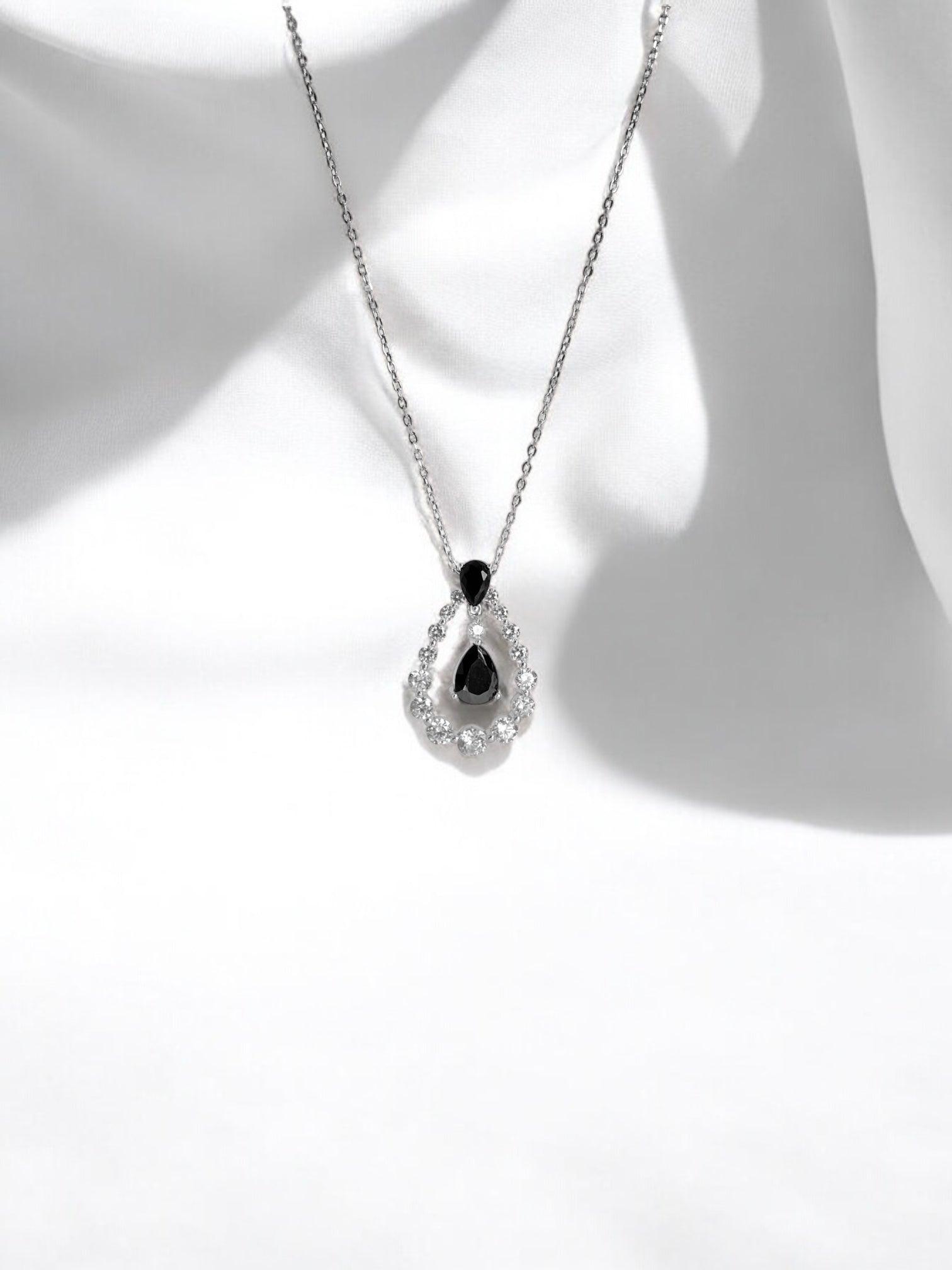 collana donna in argento 925 con zirconi neri - ÉCLAT GIOIELLI