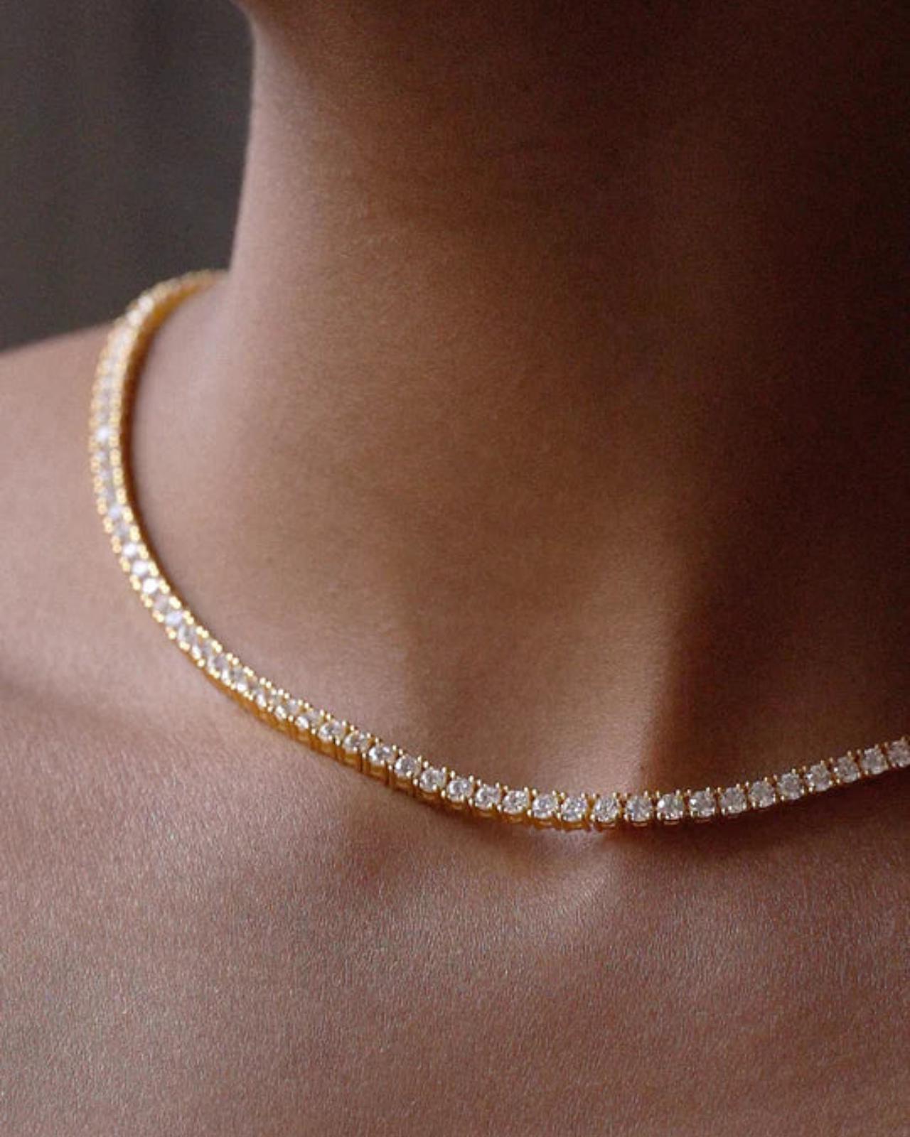 Collana Tennis in Argento 925 Placcato Oro e Zirconi - Eclat Gioielli
