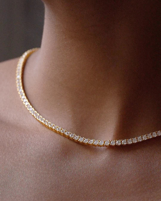 Collana Tennis in Argento 925 Placcato Oro e Zirconi - Eclat Gioielli