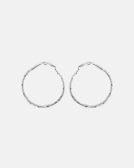 orecchini a cerchio argento 925 donna grandi design twist lavorazione diamond cut scintillante