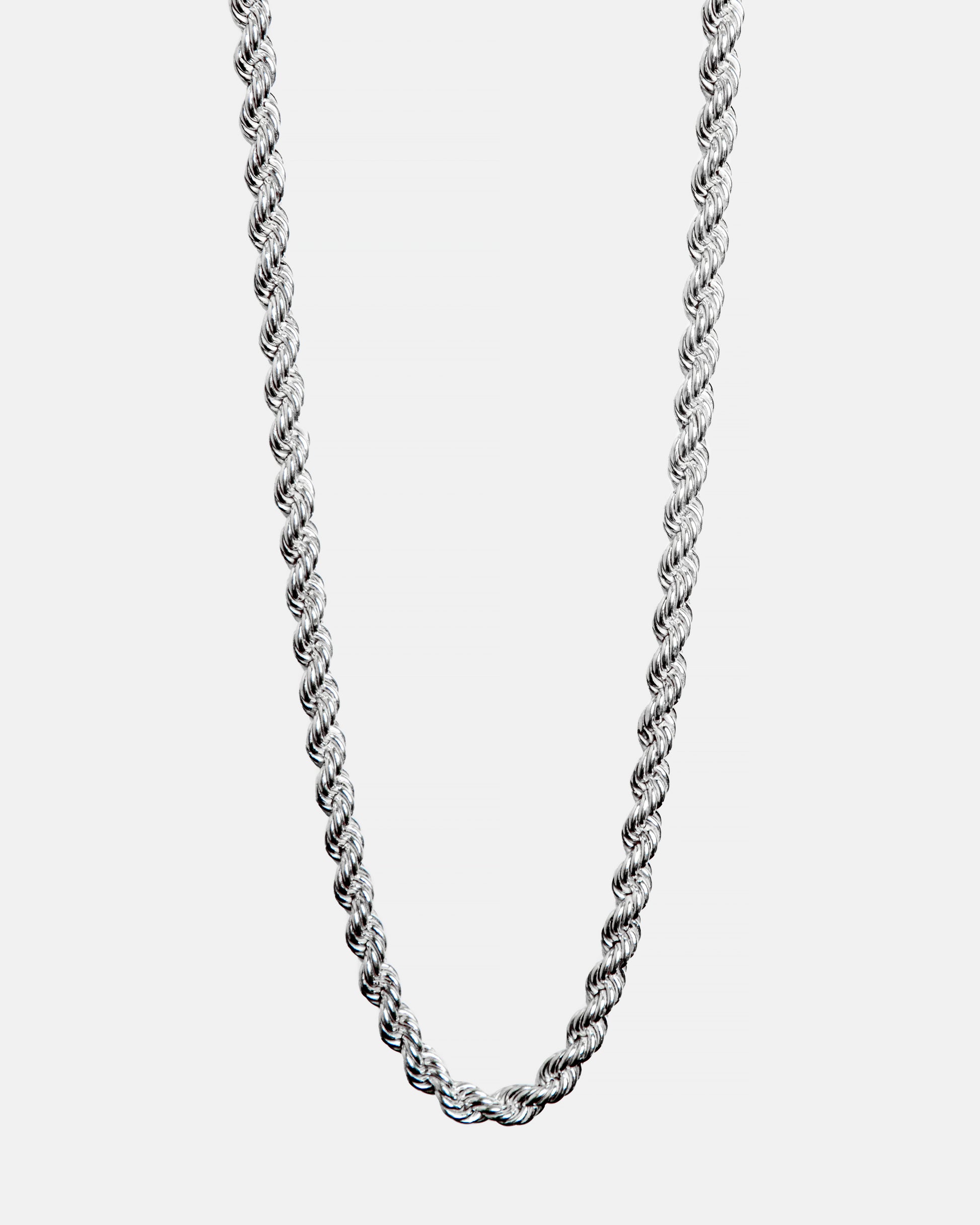 Collana a catena rope in argento sterling 925 lucido su sfondo bianco - eclatgioielli.