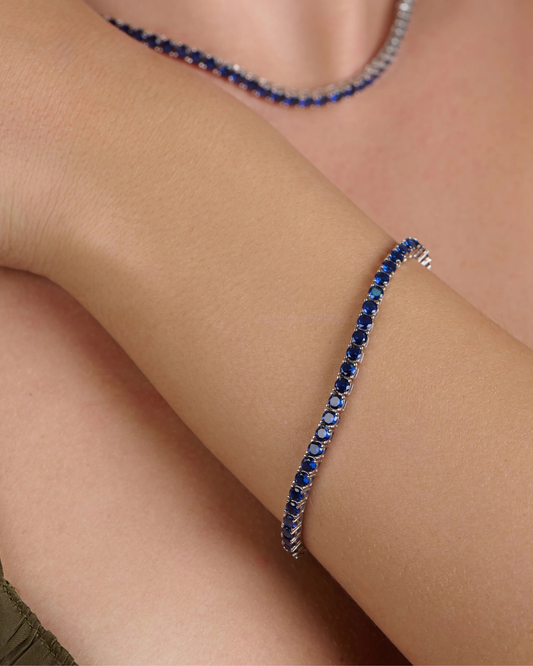 Bracciale Tennis Zaffiri Blu Argento 925 3mm - Eclat Gioielli